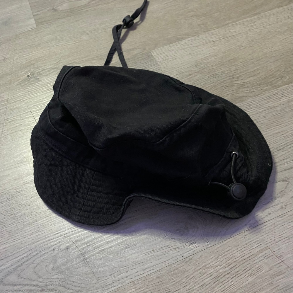 Toddler Hatiis Bucket Hat Medium Black Adjustable Chin Strap Cotton Sun Hat
